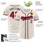 Maillot de baseball authentique rouge-bleu marine crème personnalisé Maillot de baseball authentique rouge-bleu marine crème personnalisé