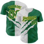 Maillot de baseball authentique personnalisé 3D Kelly vert-or, motif graffiti à gratter Maillot de baseball authentique personnalisé 3D Kelly vert-or, motif graffiti à gratter