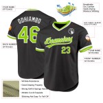 Maillot de baseball authentique néon vert-blanc personnalisé noir rétro Maillot de baseball authentique néon vert-blanc personnalisé noir rétro
