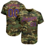 Maillot de baseball personnalisé camouflage Royal-Orange authentique pour saluer le service Maillot de baseball personnalisé camouflage Royal-Orange authentique pour saluer le service