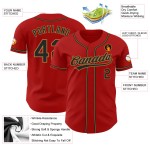 Maillot de baseball authentique rouge personnalisé noir et or ancien Maillot de baseball authentique rouge personnalisé noir et or ancien
