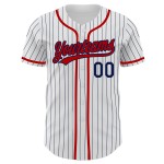 Maillot de baseball bleu marine à rayures fines, authentique, rouge et blanc Maillot de baseball bleu marine à rayures fines, authentique, rouge et blanc
