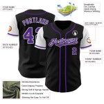 Maillot de baseball authentique, ton deux, violet et blanc, noir, personnalisé Maillot de baseball authentique, ton deux, violet et blanc, noir, personnalisé
