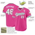 Maillot de baseball personnalisé vert rétro authentique blanc-rose Kelly Maillot de baseball personnalisé vert rétro authentique blanc-rose Kelly