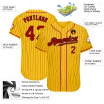 Maillot de baseball jaune, noir, personnalisé, authentique, rouge et noir, à fines rayures Maillot de baseball jaune, noir, personnalisé, authentique, rouge et noir, à fines rayures