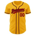 Maillot de baseball personnalisé rouge-noir or authentique Maillot de baseball personnalisé rouge-noir or authentique
