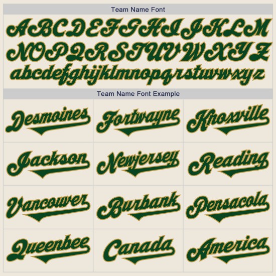 Maillot de baseball Custom Tone Green-Old Two Gold Crème Authentique Maillot de baseball Custom Tone Green-Old Two Gold Crème Authentique