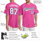 Maillot de baseball blanc-clair bleu rose personnalisé authentique Maillot de baseball blanc-clair bleu rose personnalisé authentique