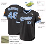 Maillot de baseball personnalisé authentique, noir clair, bleu et blanc Maillot de baseball personnalisé authentique, noir clair, bleu et blanc