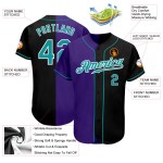 Maillot de baseball tendance bleu sarcelle et violet, authentique et personnalisé, noir Maillot de baseball tendance bleu sarcelle et violet, authentique et personnalisé, noir