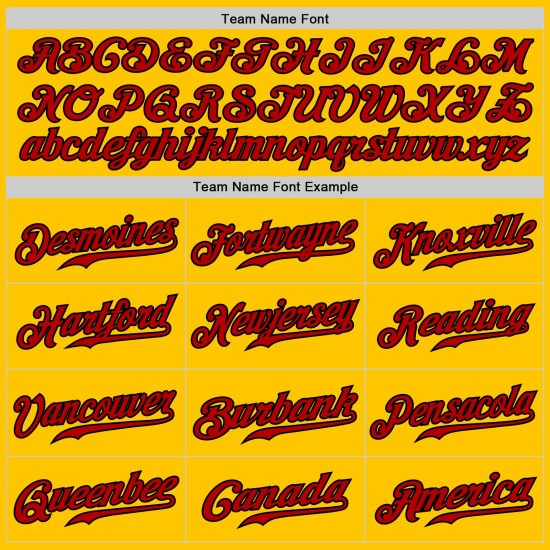 Maillot de baseball jaune, noir, personnalisé, authentique, rouge et noir, à fines rayures Maillot de baseball jaune, noir, personnalisé, authentique, rouge et noir, à fines rayures