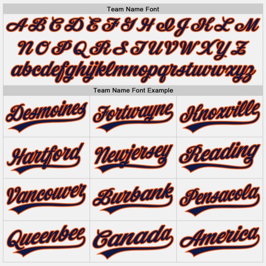 Maillot de baseball personnalisé bleu marine et orange authentique blanc Maillot de baseball personnalisé bleu marine et orange authentique blanc
