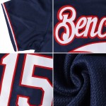 Chemise de baseball personnalisée rétro en jersey bleu marine côtelé blanc-or authentique Chemise de baseball personnalisée rétro en jersey bleu marine côtelé blanc-or authentique