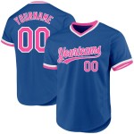 Maillot de baseball authentique personnalisé rose-blanc bleu rétro Maillot de baseball authentique personnalisé rose-blanc bleu rétro