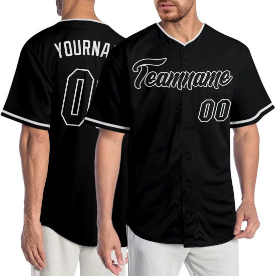 Maillot de baseball personnalisé noir et blanc authentique Maillot de baseball personnalisé noir et blanc authentique