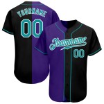 Maillot de baseball tendance bleu sarcelle et violet, authentique et personnalisé, noir Maillot de baseball tendance bleu sarcelle et violet, authentique et personnalisé, noir