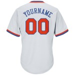 Maillot de baseball personnalisé en tricot côtelé, blanc, rétro, authentique, orange et bleu roi Maillot de baseball personnalisé en tricot côtelé, blanc, rétro, authentique, orange et bleu roi