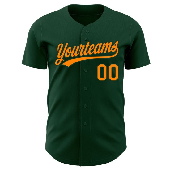 Maillot de baseball Bay Authentique Orange Vert Personnalisé Maillot de baseball Bay Authentique Orange Vert Personnalisé