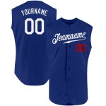 Maillot de baseball authentique sans manches Royal Custom blanc-rouge Maillot de baseball authentique sans manches Royal Custom blanc-rouge
