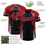 Maillot de baseball bleu personnalisé avec motif 3D noir, authentique, uni, rouge et clair Maillot de baseball bleu personnalisé avec motif 3D noir, authentique, uni, rouge et clair