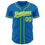 Maillot de baseball bleu personnalisé authentique vert-blanc fluo Maillot de baseball bleu personnalisé authentique vert-blanc fluo