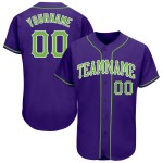 Maillot de baseball violet authentique vert-blanc personnalisé fluo Maillot de baseball violet authentique vert-blanc personnalisé fluo