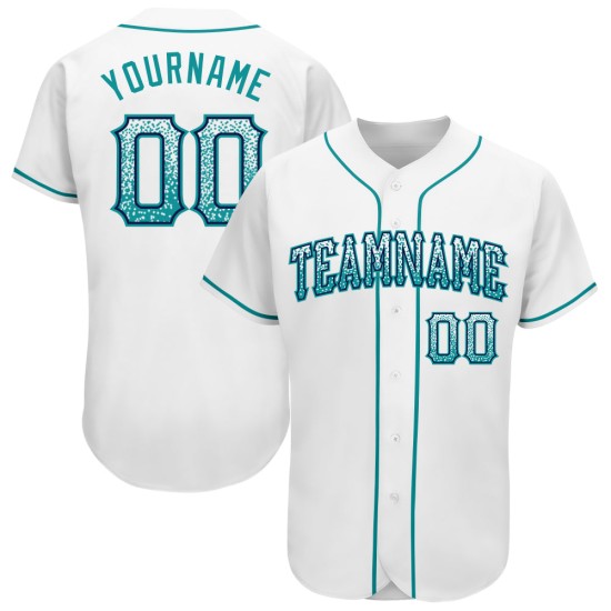 Maillot de baseball authentique Drift bleu sarcelle-bleu marine, personnalisé, blanc, mode Maillot de baseball authentique Drift bleu sarcelle-bleu marine, personnalisé, blanc, mode