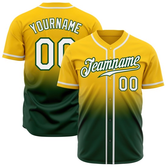 Maillot de baseball authentique jaune délavé, personnalisé, mode blanc-vert Maillot de baseball authentique jaune délavé, personnalisé, mode blanc-vert