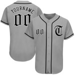 Maillot de baseball authentique noir et blanc personnalisé gris Maillot de baseball authentique noir et blanc personnalisé gris