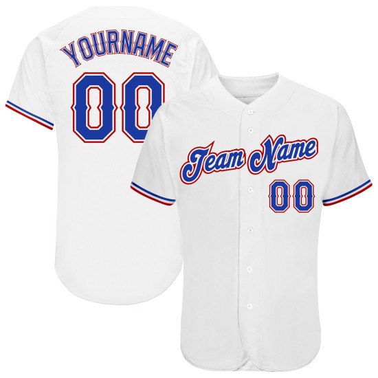 Maillot de baseball personnalisé authentique rouge royal et blanc Maillot de baseball personnalisé authentique rouge royal et blanc