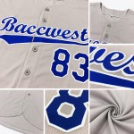 Maillot de baseball personnalisé bleu marine et gris authentique Maillot de baseball personnalisé bleu marine et gris authentique