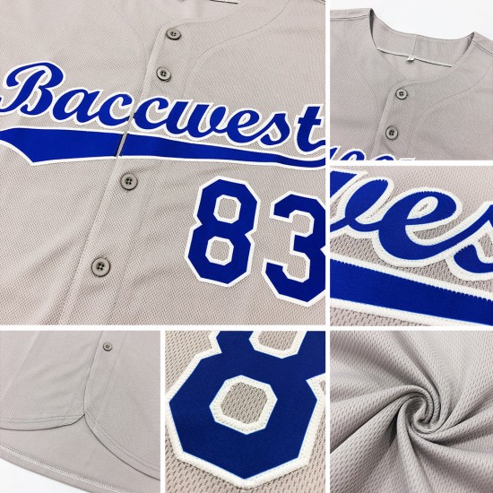 Maillot de baseball personnalisé bleu marine et gris authentique Maillot de baseball personnalisé bleu marine et gris authentique