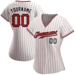 Maillot de baseball authentique à rayures rouges et noires, blanc, personnalisé Maillot de baseball authentique à rayures rouges et noires, blanc, personnalisé