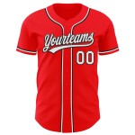 Maillot de baseball personnalisé Red Jersey Fire blanc-noir authentique Maillot de baseball personnalisé Red Jersey Fire blanc-noir authentique