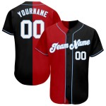 Maillot de baseball bleu, blanc, rouge et noir, authentique, à la mode, personnalisé, léger et fendu Maillot de baseball bleu, blanc, rouge et noir, authentique, à la mode, personnalisé, léger et fendu