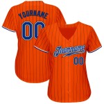 Maillot de baseball à fines rayures noir orange royal-noir authentique personnalisé Maillot de baseball à fines rayures noir orange royal-noir authentique personnalisé