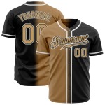 Maillot de baseball noir authentique dégradé personnalisé or-blanc Maillot de baseball noir authentique dégradé personnalisé or-blanc