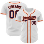 Maillot de baseball personnalisé bleu marine et orange authentique blanc Maillot de baseball personnalisé bleu marine et orange authentique blanc