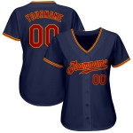 Maillot de baseball bleu marine authentique personnalisé rouge-or Maillot de baseball bleu marine authentique personnalisé rouge-or