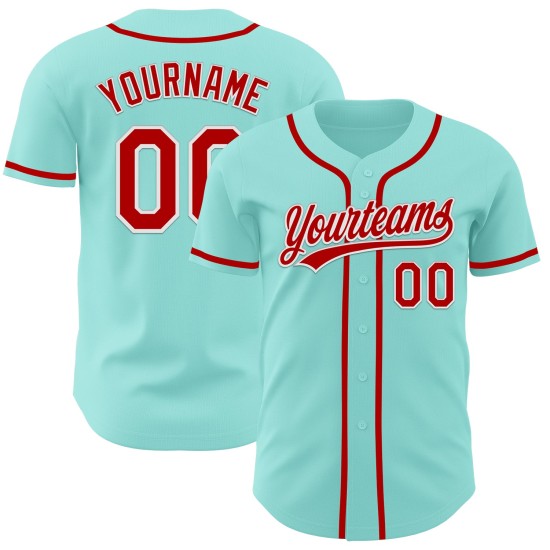 Maillot de baseball authentique bleu glacier rouge et blanc personnalisé Maillot de baseball authentique bleu glacier rouge et blanc personnalisé