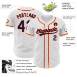 Maillot de baseball personnalisé bleu marine et orange authentique blanc Maillot de baseball personnalisé bleu marine et orange authentique blanc