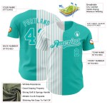 Maillot de baseball personnalisé à rayures fines authentique Split Blanc-Aqua Aqua Maillot de baseball personnalisé à rayures fines authentique Split Blanc-Aqua Aqua