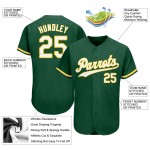 Maillot de baseball vert authentique personnalisé Kelly blanc-or Maillot de baseball vert authentique personnalisé Kelly blanc-or