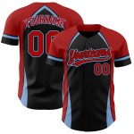 Maillot de baseball bleu personnalisé avec motif 3D noir, authentique, uni, rouge et clair Maillot de baseball bleu personnalisé avec motif 3D noir, authentique, uni, rouge et clair