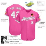 Maillot de baseball personnalisé rose authentique blanc-gris Maillot de baseball personnalisé rose authentique blanc-gris