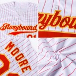Maillot de baseball authentique à rayures rouges et noires, blanc, personnalisé Maillot de baseball authentique à rayures rouges et noires, blanc, personnalisé