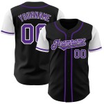 Maillot de baseball authentique, ton deux, violet et blanc, noir, personnalisé Maillot de baseball authentique, ton deux, violet et blanc, noir, personnalisé