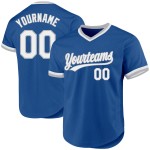 Maillot de baseball authentique blanc-gris personnalisé bleu Maillot de baseball authentique blanc-gris personnalisé bleu