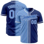 Maillot de baseball dégradé bleu-blanc authentique, personnalisé, royal Maillot de baseball dégradé bleu-blanc authentique, personnalisé, royal