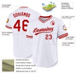 Maillot de baseball rouge personnalisé authentique blanc rétro Maillot de baseball rouge personnalisé authentique blanc rétro